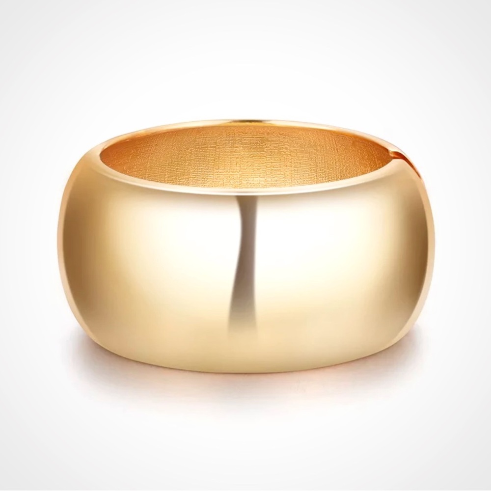 NEW Gold-tone Hinged Dome Cuff Bracelet - Picture 2 of 16